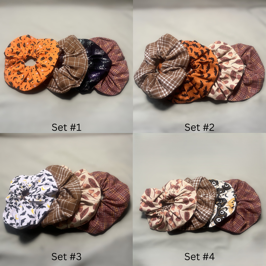 4 Piece Set Handmade Halloween Scrunchies