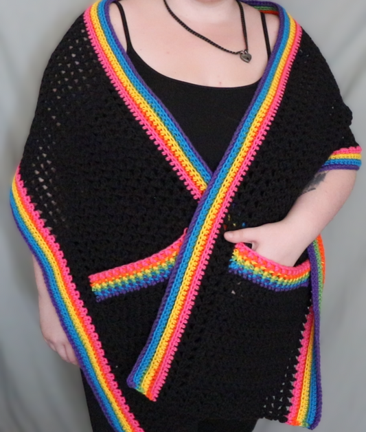 Black & Rainbow Elmwood Pocket Scarf