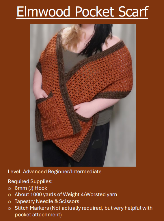 Elmwood Pocket Scarf Crochet Pattern