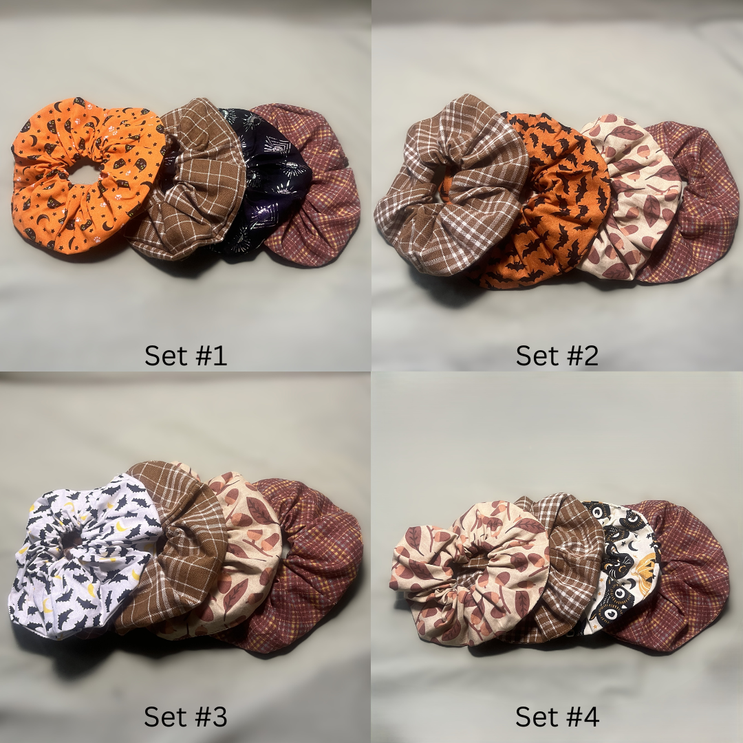 4 Piece Set Handmade Halloween Scrunchies